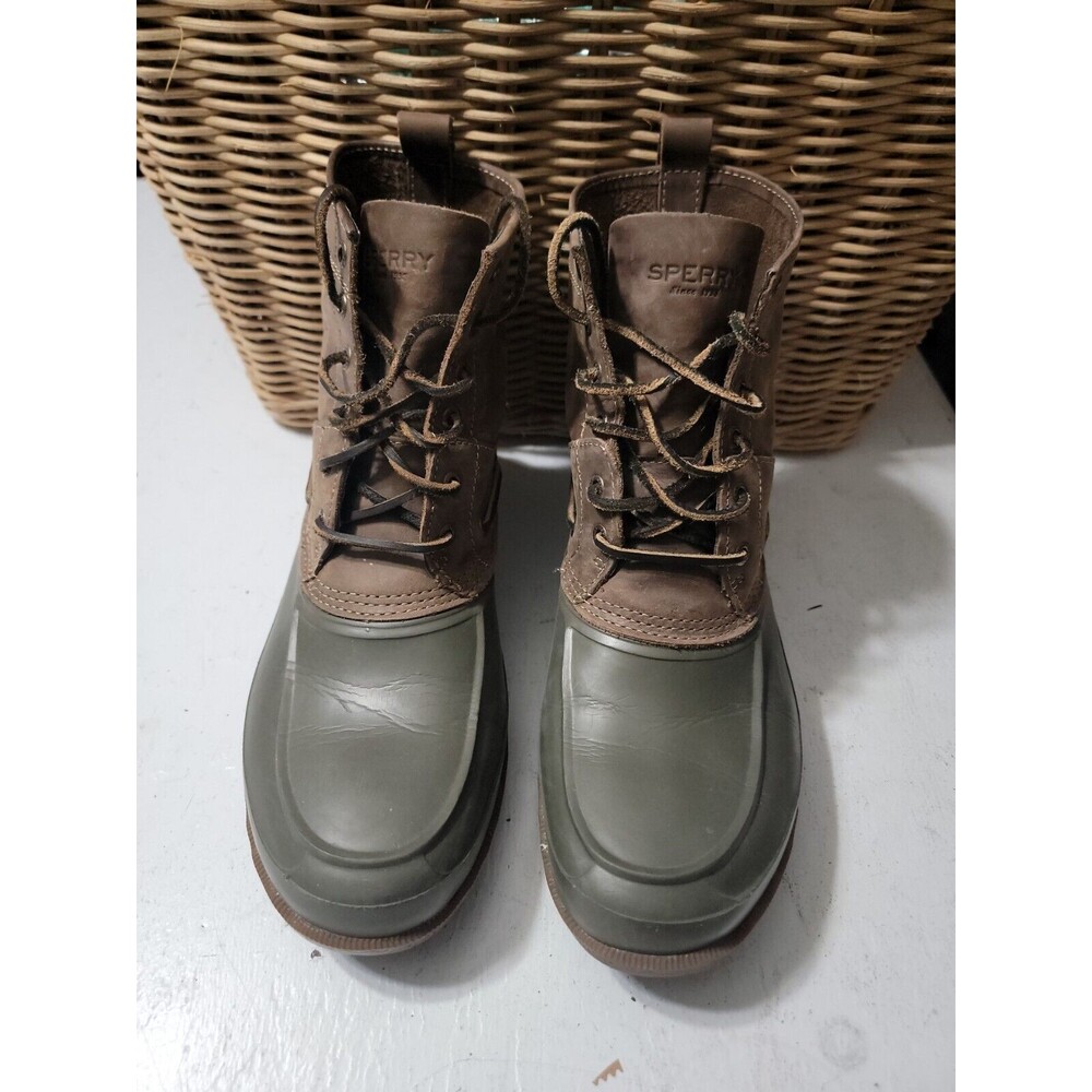 Men's Sperry Top Sider Watertown Duck Boots Size 10.5 M H16-61775 Brown Rubber